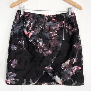 Luba Hannah Payne Floral Mini Skirt Tulip Hem Whimsigoth Fairy Goth Size 4 Black